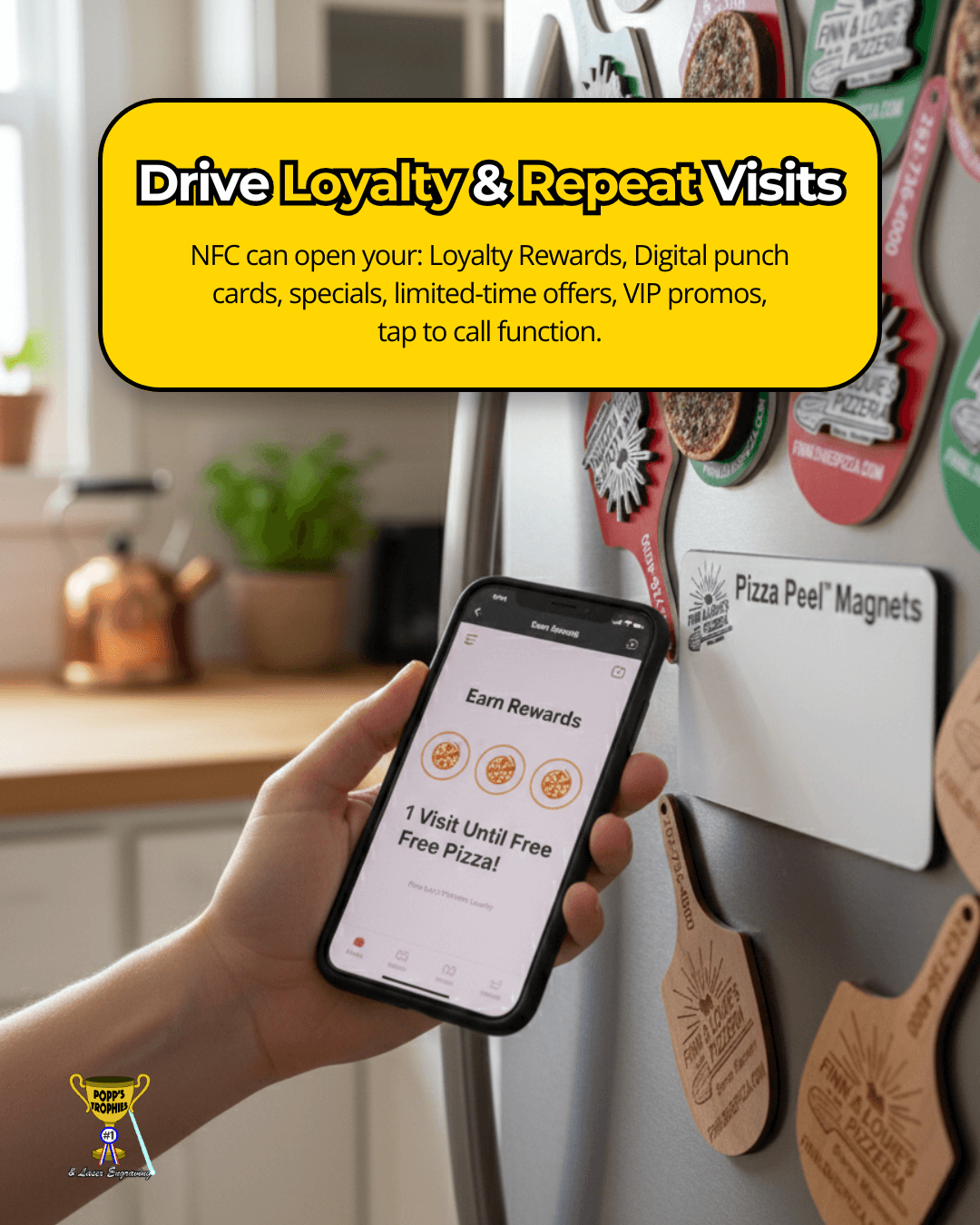 Popp's Pizza Peel™ Smart Magnets (NFC Enabled)