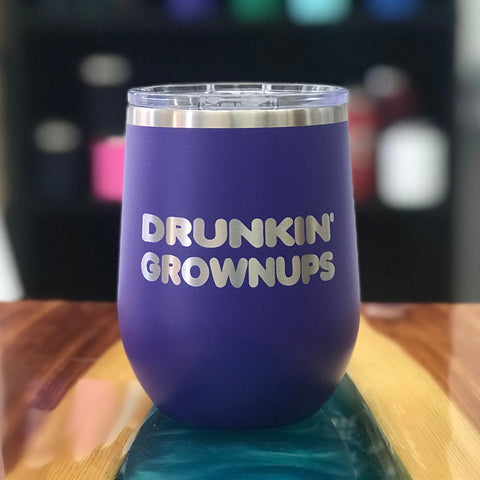 Drunkin' Grownups (Dunkin' Donuts Edition) 12oz Wine Tumbler 🍷-Popp's Trophies